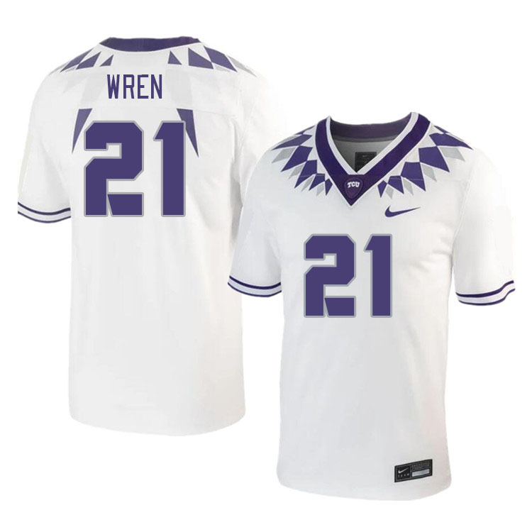 Men #21 Corey Wren TCU Horned Frogs 2023 College Footbal Jerseys Stitched-White